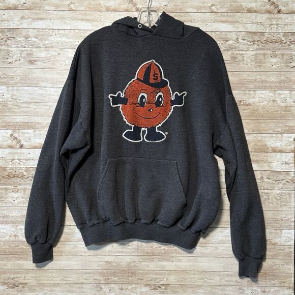 Vintage Jerzees Syracuse Orange Pullover Hoodie Mens XL Gray Logo College - Picture 1 of 9